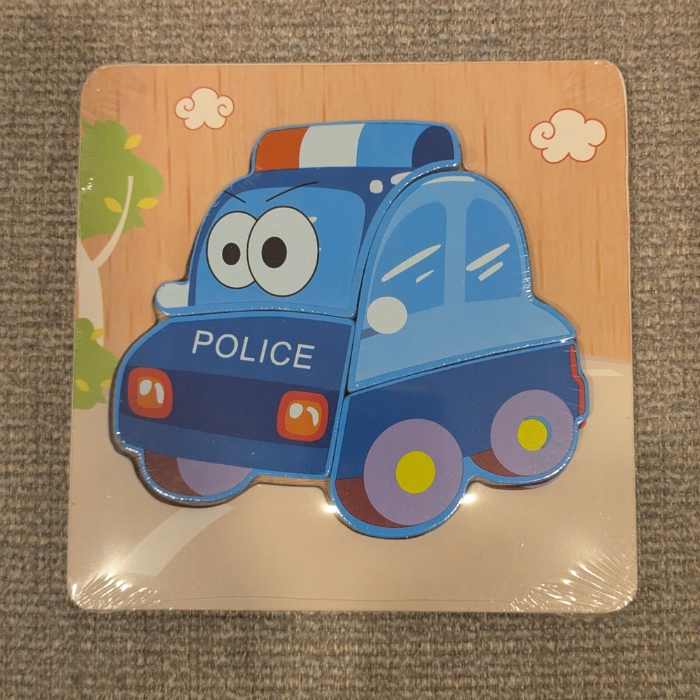 Police Car Wooden Puzzle for Toddlers New
